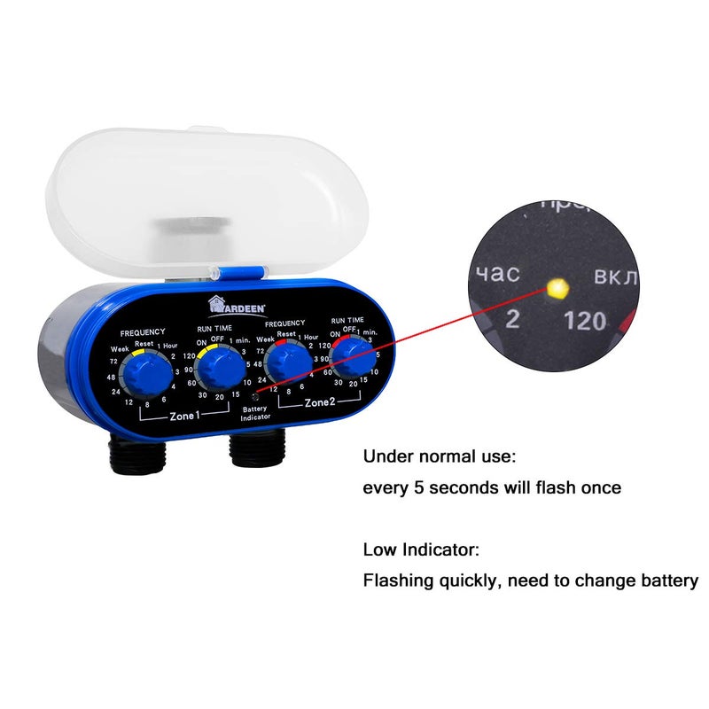 Yardeen Dual Outlet Water Timer Irrigation Controller System, No Water Pressure Required - Image 2